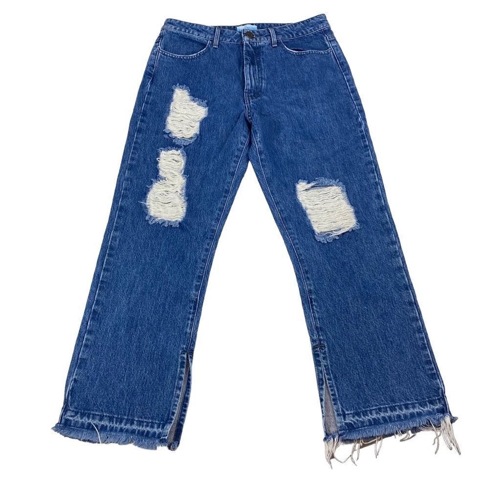 Show Me Your Mumu Brooklyn High Waist Jeans Raw Hem 30